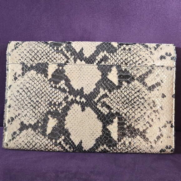 Halogen® Angled Snake Pattern Leather Day Clutch - Picture 3 of 5